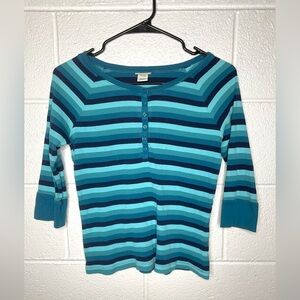 < Vintage Cherokee Striped Blue Form Fitting Women's Top >